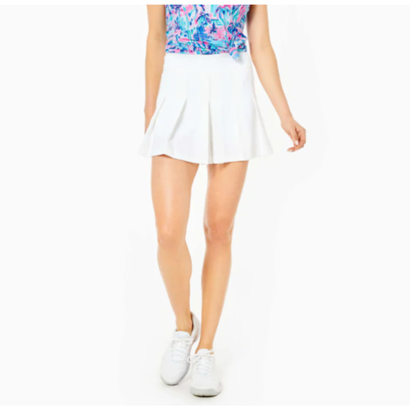 LILLY PULITZER LUXLETIC Women Size 14 Resort White Pull-On Pleated Frazer Skort - Picture 1 of 8